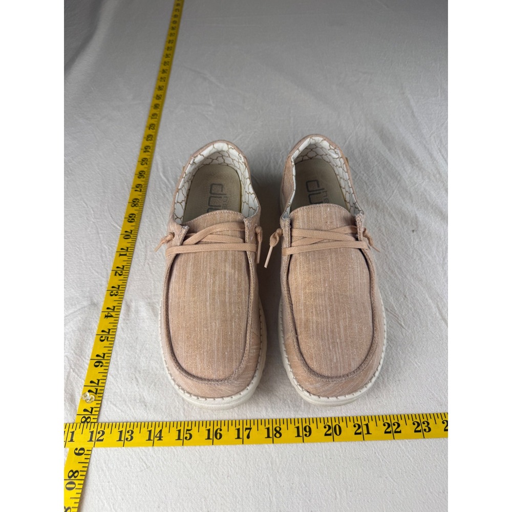 Hey Dude Wendy Lurex Shoes Women Size 11 Sparkling Rose Gold Slip On Sneakers